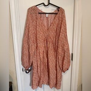 H&M Terracotta and White Geometric Dress